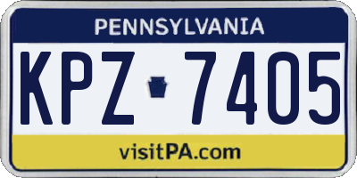 PA license plate KPZ7405