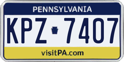 PA license plate KPZ7407