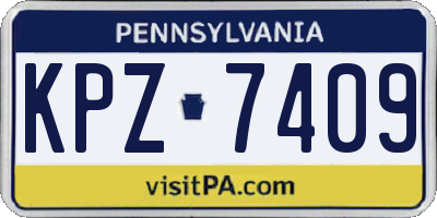PA license plate KPZ7409