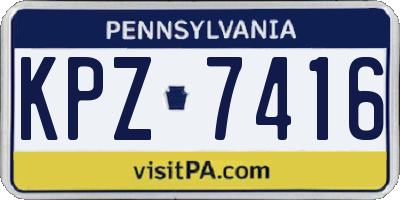 PA license plate KPZ7416