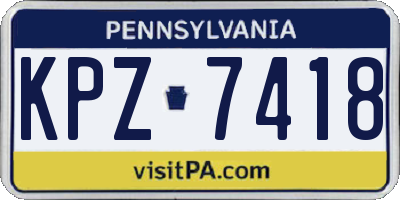 PA license plate KPZ7418