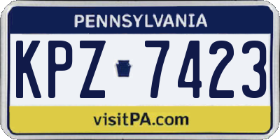 PA license plate KPZ7423