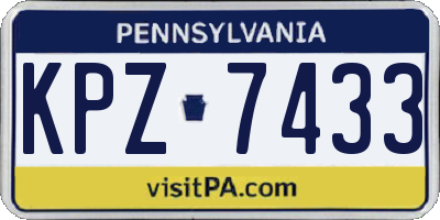 PA license plate KPZ7433