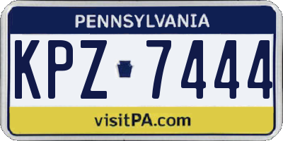 PA license plate KPZ7444