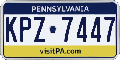 PA license plate KPZ7447