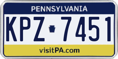 PA license plate KPZ7451