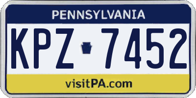 PA license plate KPZ7452