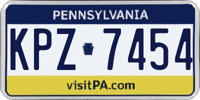 PA license plate KPZ7454
