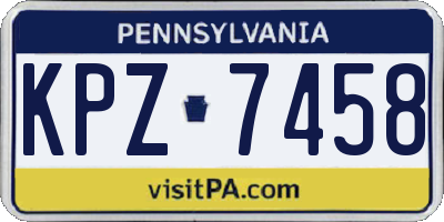PA license plate KPZ7458