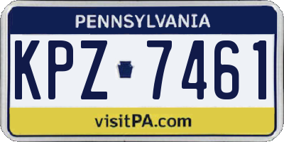 PA license plate KPZ7461