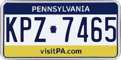 PA license plate KPZ7465