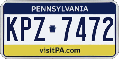PA license plate KPZ7472