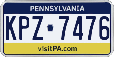 PA license plate KPZ7476
