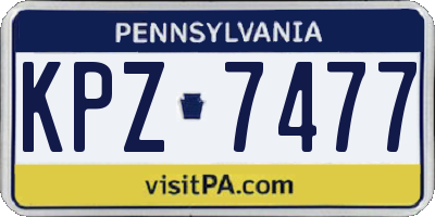 PA license plate KPZ7477