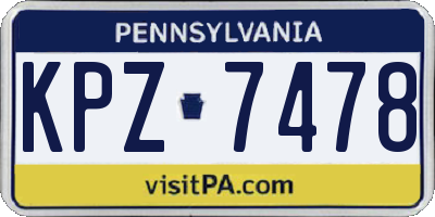 PA license plate KPZ7478