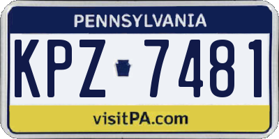 PA license plate KPZ7481