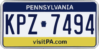PA license plate KPZ7494
