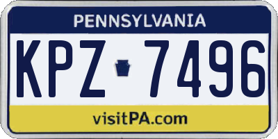 PA license plate KPZ7496