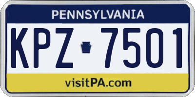 PA license plate KPZ7501