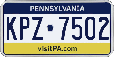 PA license plate KPZ7502