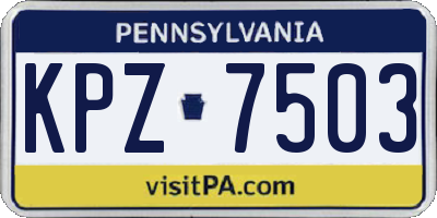 PA license plate KPZ7503