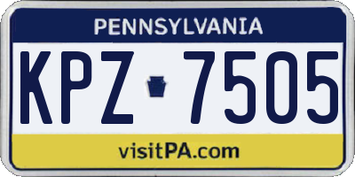 PA license plate KPZ7505