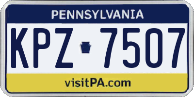 PA license plate KPZ7507