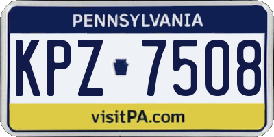 PA license plate KPZ7508