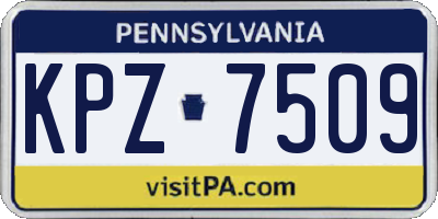 PA license plate KPZ7509