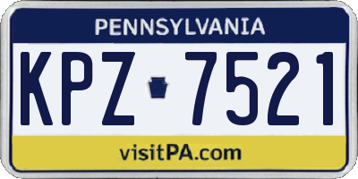 PA license plate KPZ7521