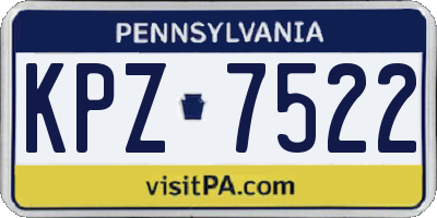 PA license plate KPZ7522