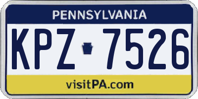 PA license plate KPZ7526