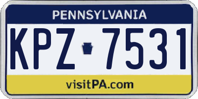 PA license plate KPZ7531