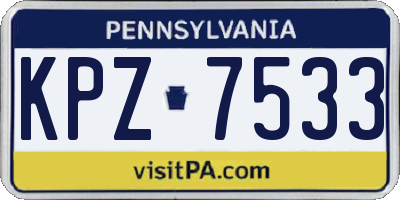 PA license plate KPZ7533