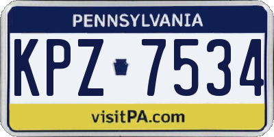 PA license plate KPZ7534