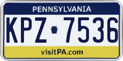 PA license plate KPZ7536
