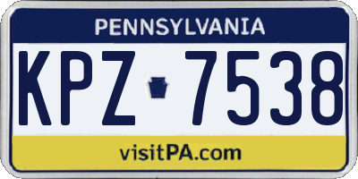 PA license plate KPZ7538
