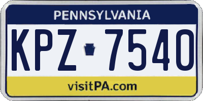 PA license plate KPZ7540