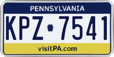 PA license plate KPZ7541