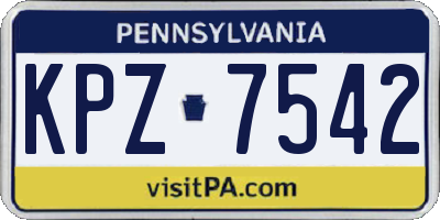 PA license plate KPZ7542