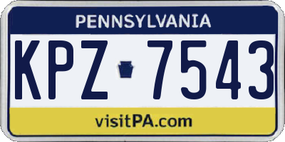 PA license plate KPZ7543