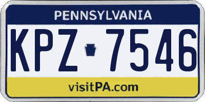 PA license plate KPZ7546