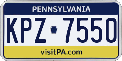 PA license plate KPZ7550