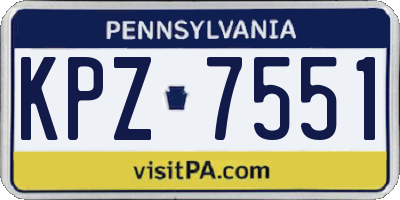 PA license plate KPZ7551