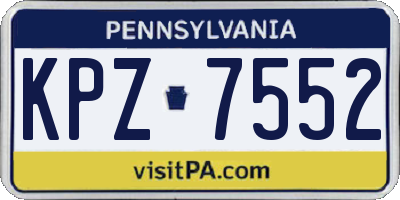 PA license plate KPZ7552