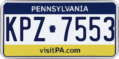 PA license plate KPZ7553