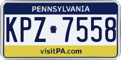 PA license plate KPZ7558