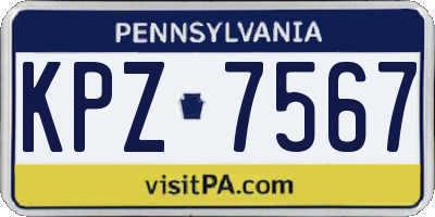 PA license plate KPZ7567