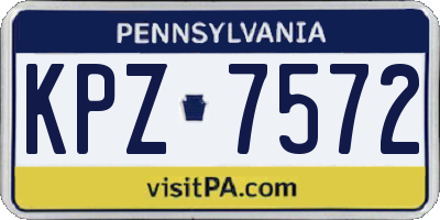 PA license plate KPZ7572