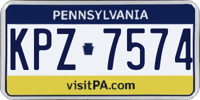 PA license plate KPZ7574